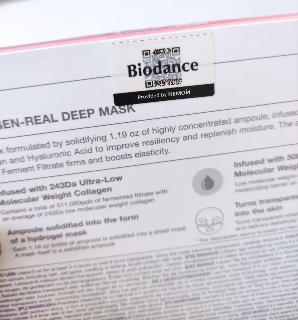 original biodance collagen real deep mask set qr code